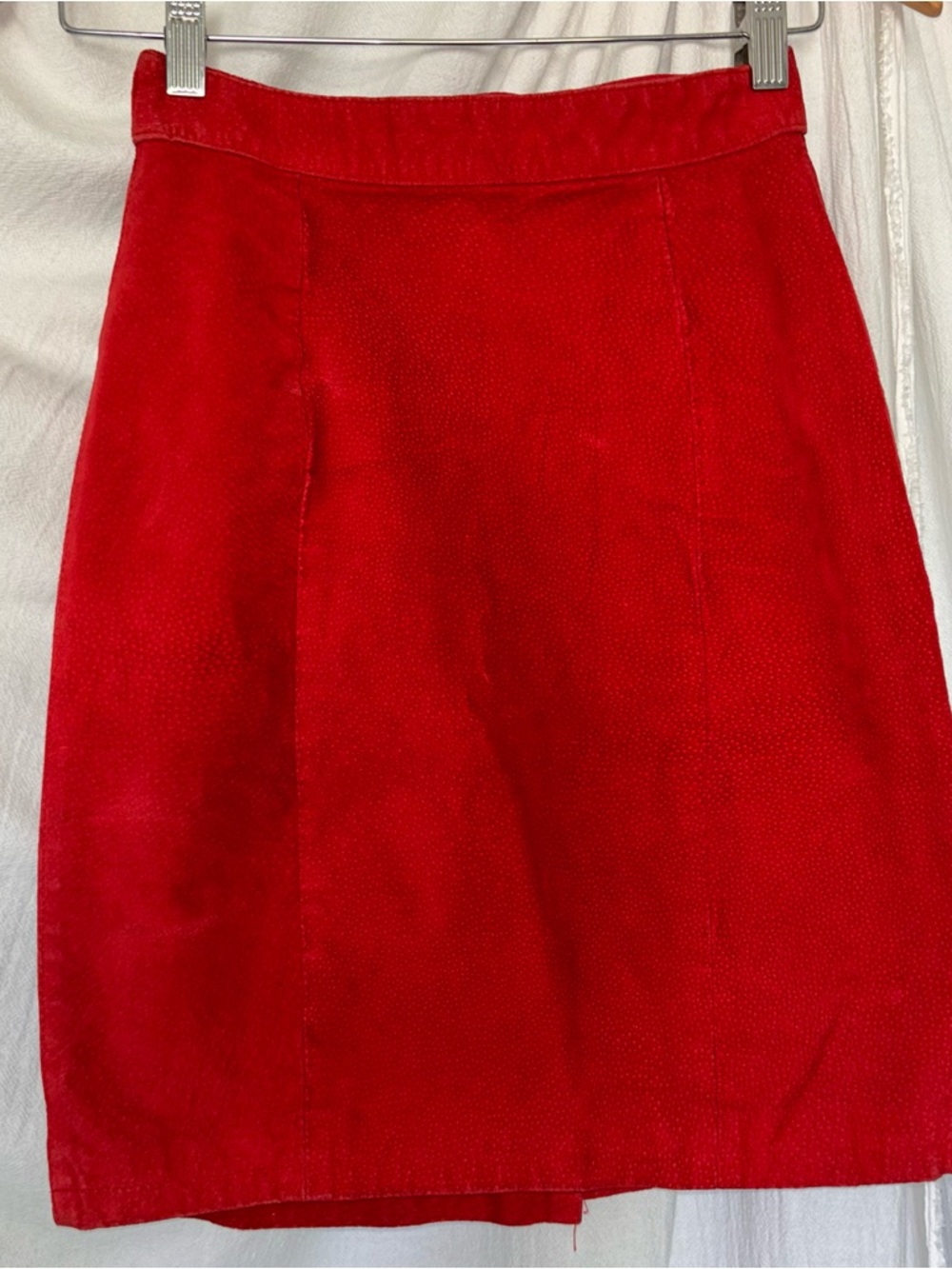 The Limited Red A-Line Suede Mini Pencil Skirt Size 4